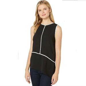 Calvin Klein Asymmetrical Hem Black White Top